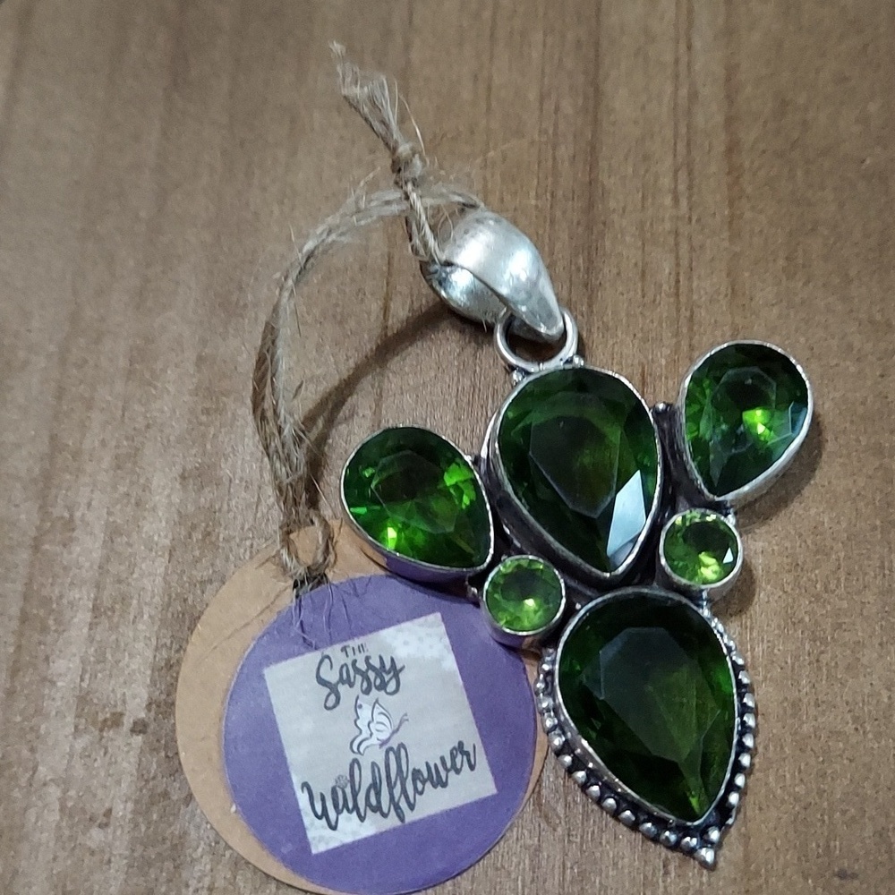 Green Peridot Sterling Silver Pendant